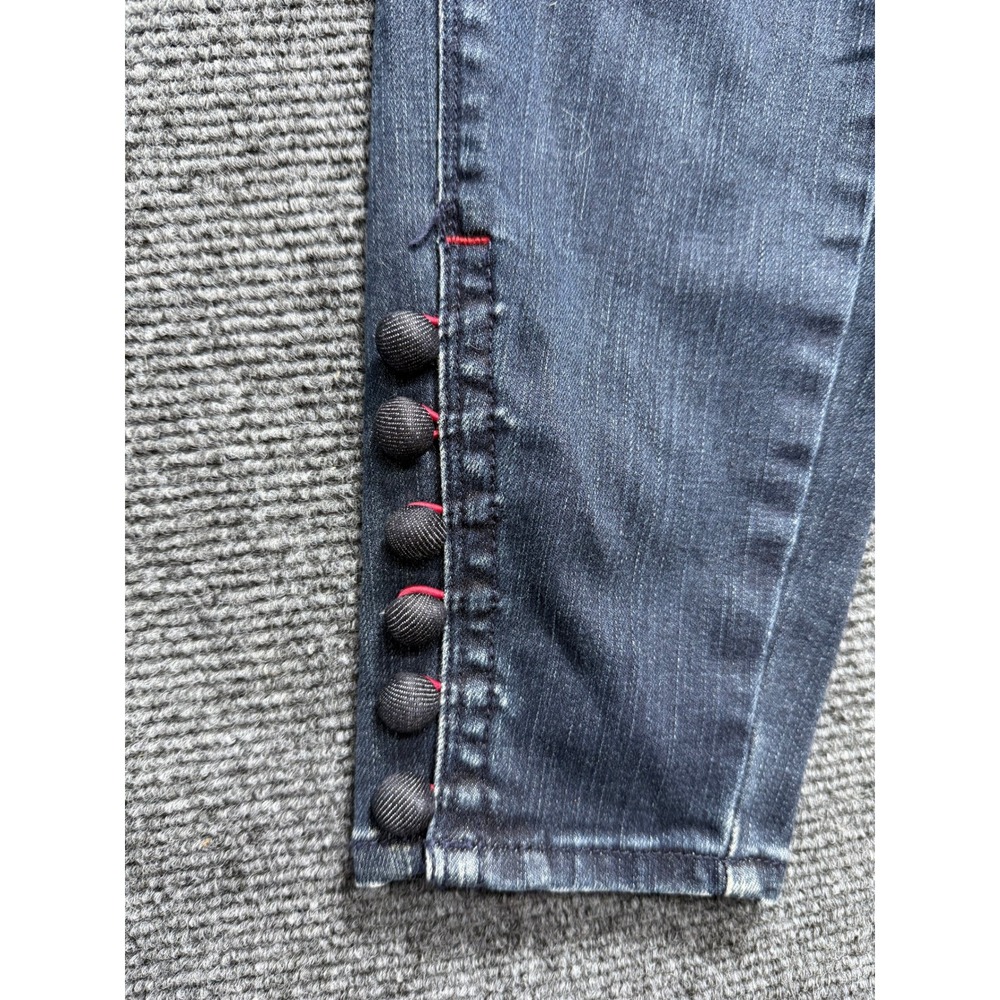 White House Black Market The Skinny Ankle Jeans Women 8P Blue Button Hem - Picture 6 of 12